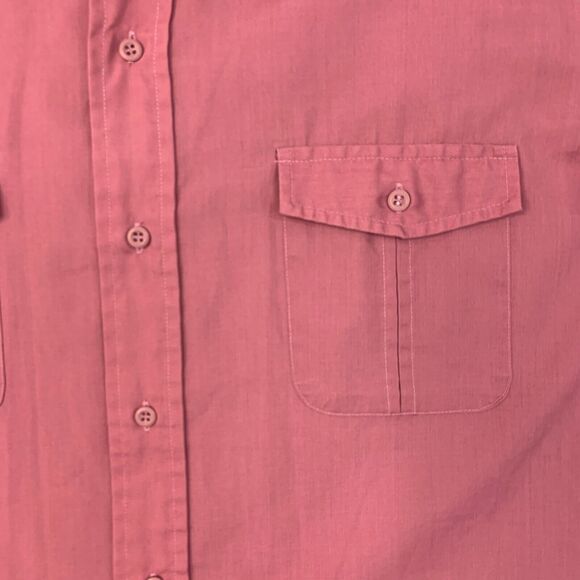 Vintage Levis Button Up Shirt Mens L Large Plum Short Sleeve Cotton Blend Pocket - Picture 4 of 9